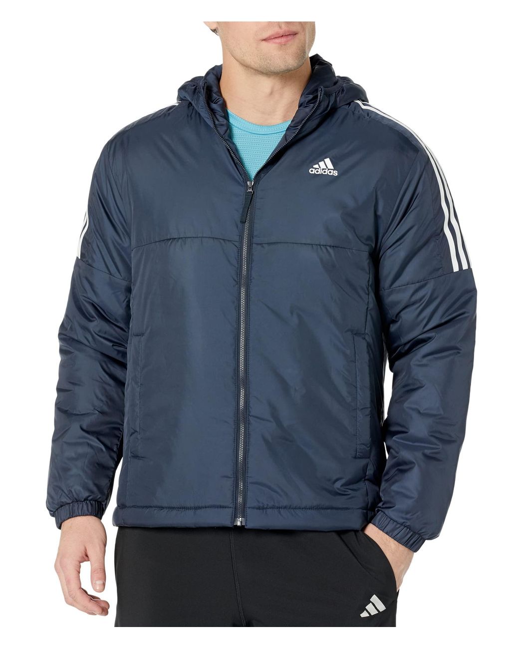 adidas Originals Essentials Insulated Hooded Jacket in Blue for Men | Lyst