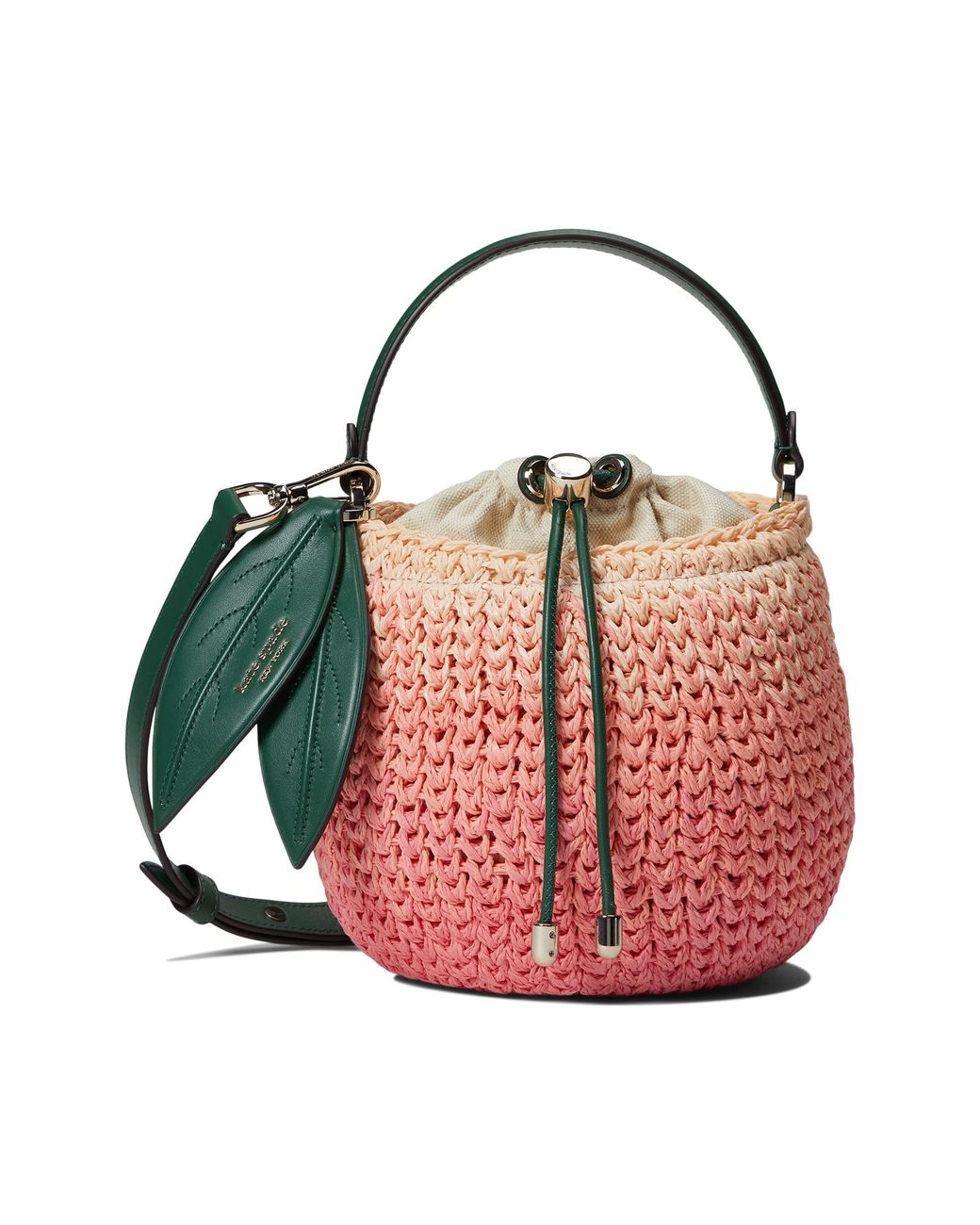 Kate Spade Bellini Woven Raffia 3 d Peach Crossbody in Pink Lyst