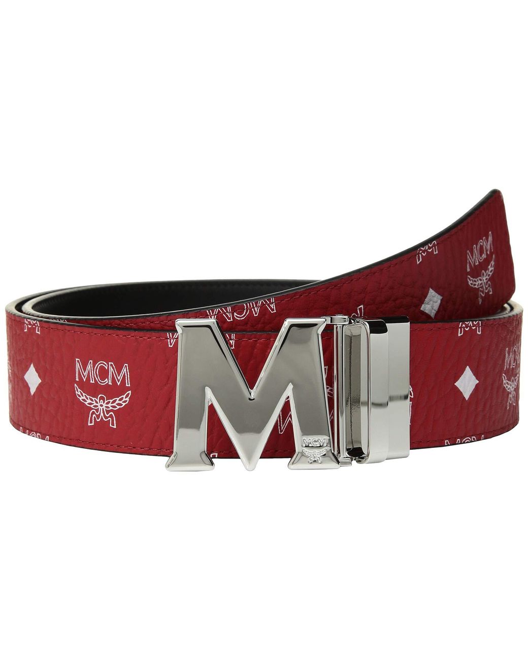MCM, Accessories, Mcm Unisex Red Belt 4615 Authentic Papers Included Gold  Hardware
