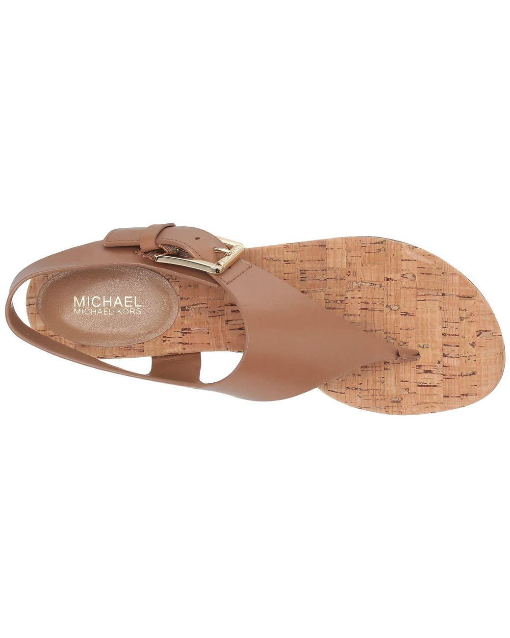 MICHAEL Michael Kors London Leather Thong Block Heel Sandals in Brown | Lyst