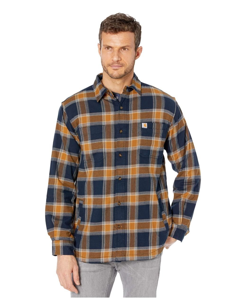 Carhartt Rugged Flex Relaxed Fit Flannel Fleece Lined Plaid Shirt in ...