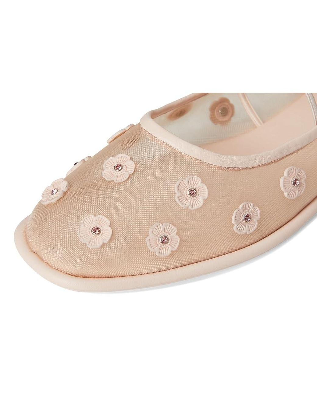 COACH Emilia Mary Jane With Tea Rose Flat Shoes, Leather