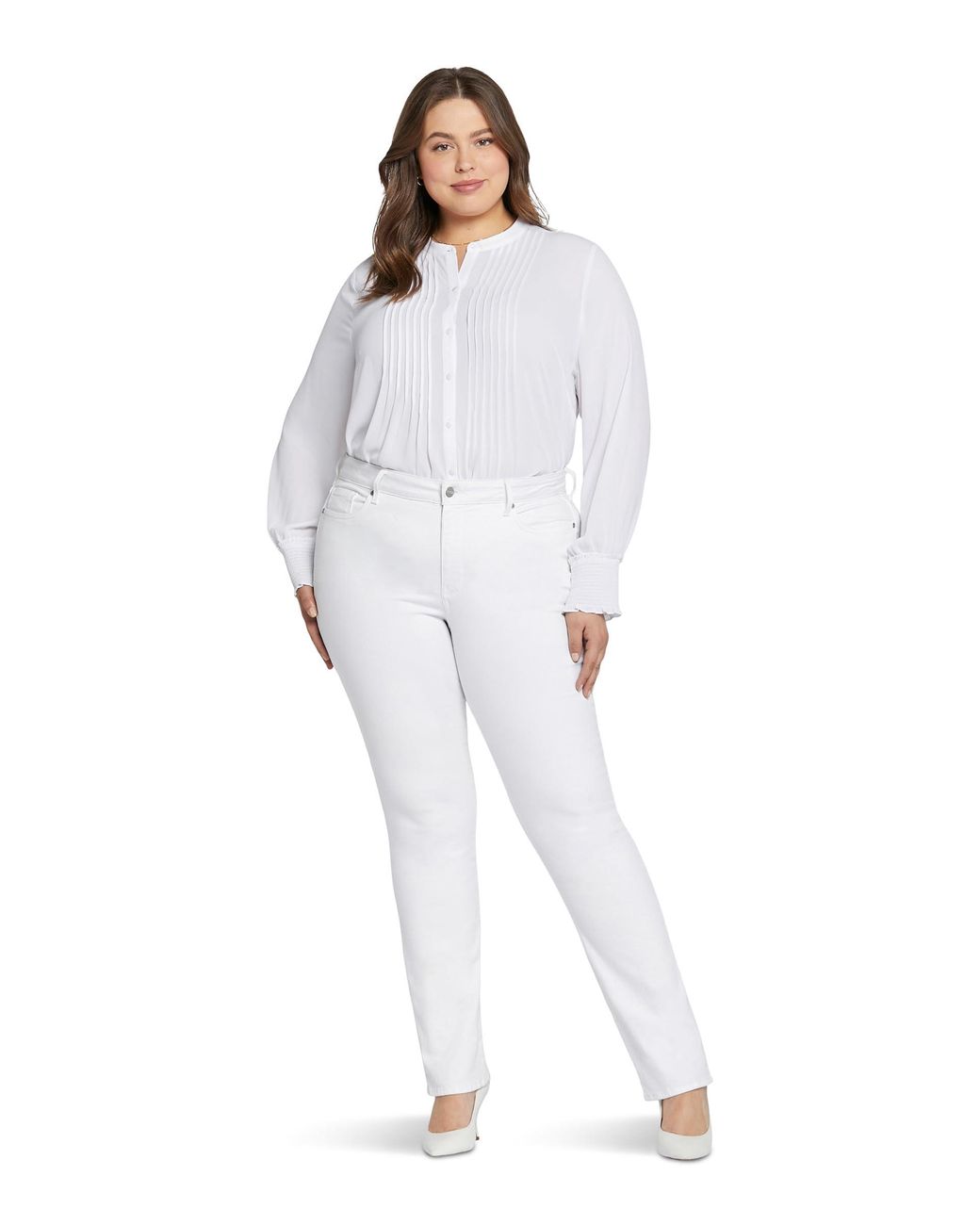 NYDJ Plus Size Marilyn Straight In Optic White