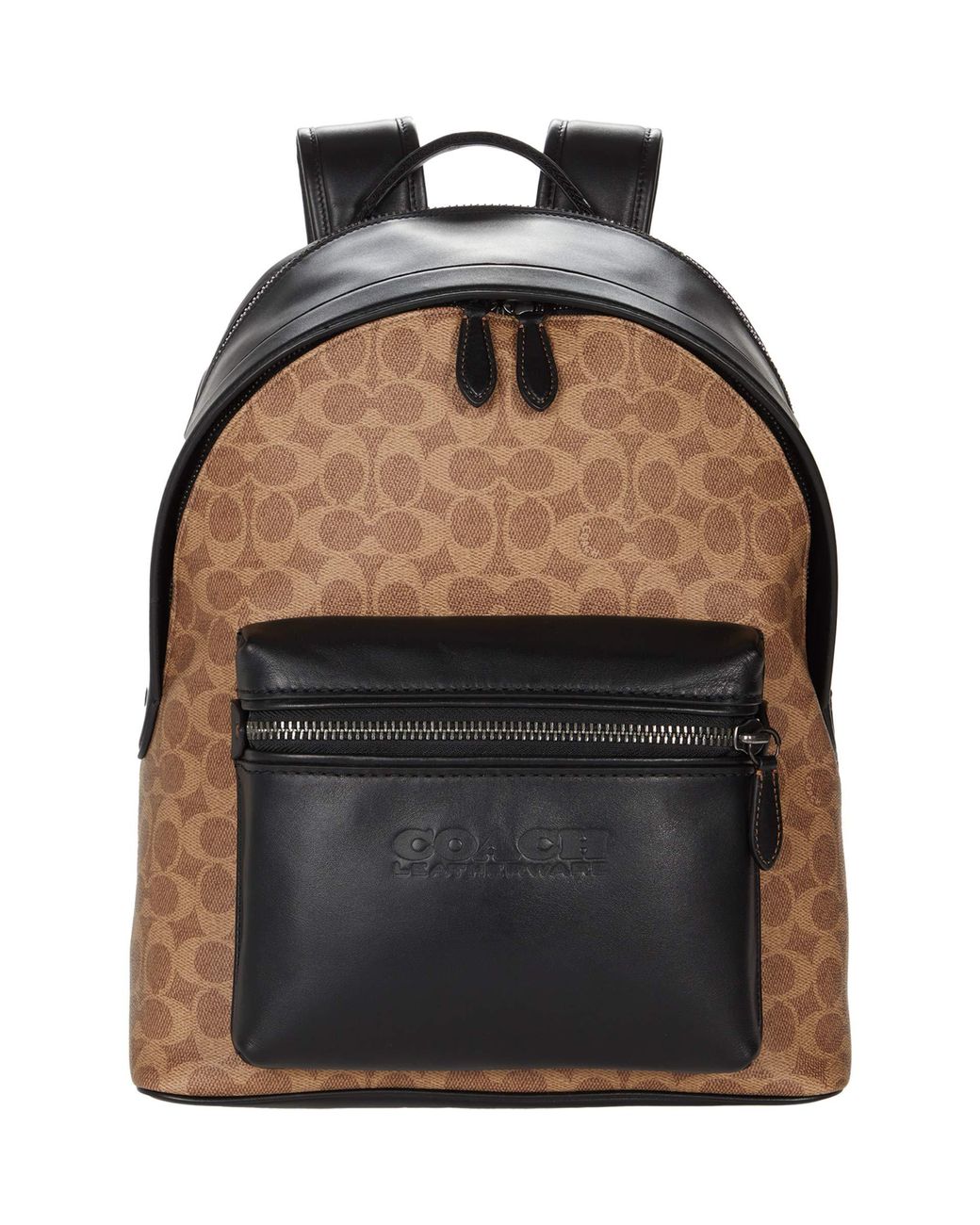 COACH Leather Signature Charter Backpack Backpack Bags in Tan (Black