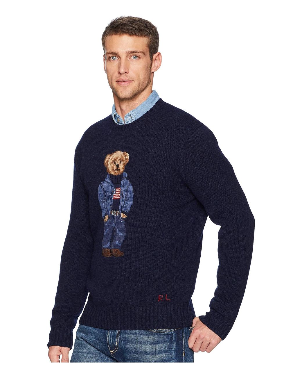 Polo Ralph Lauren Wool Bear Sweater in Navy (Blue) for Men | Lyst