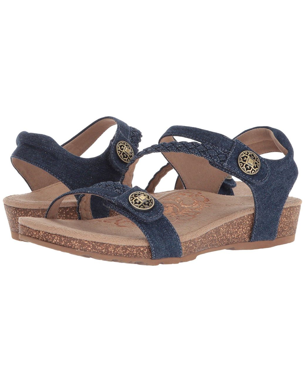 Aetrex Leather Jillian Quarter Strap in Denim (Blue) - Lyst