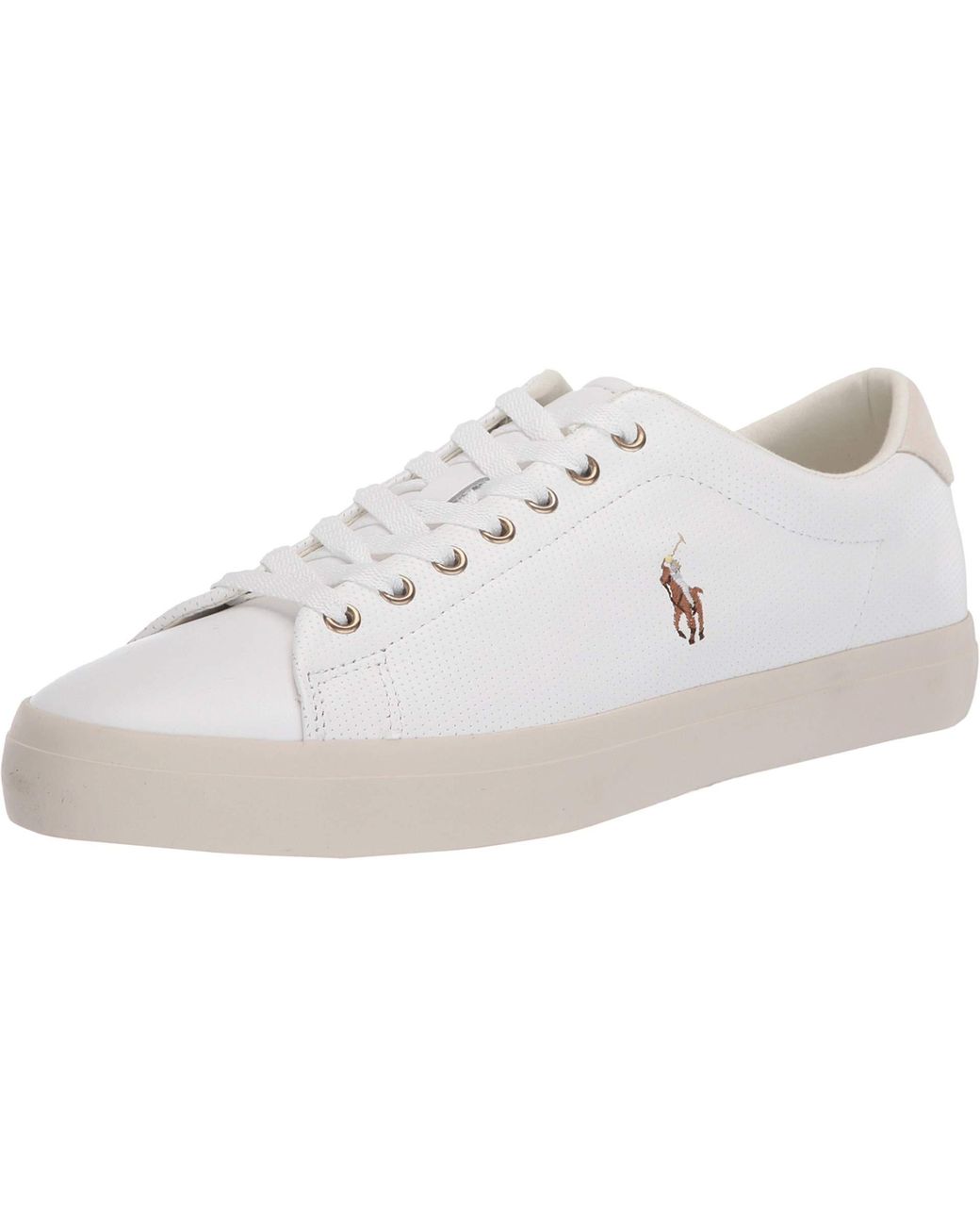 polo ralph lauren men's perforated leather longwood sneaker