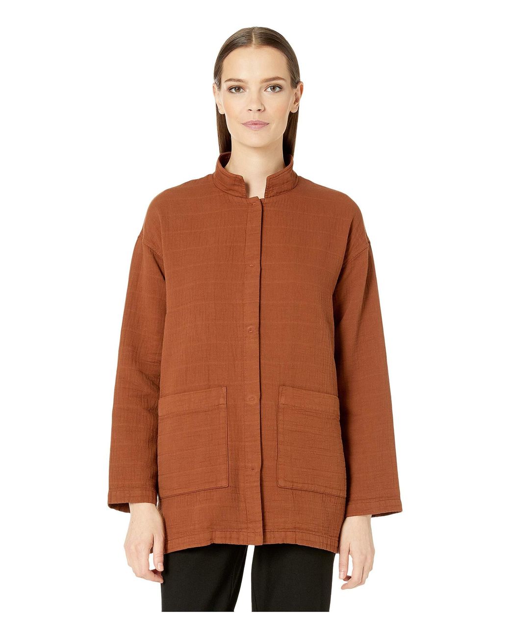 Eileen fisher organic cotton hemp high collar jacket Clearance