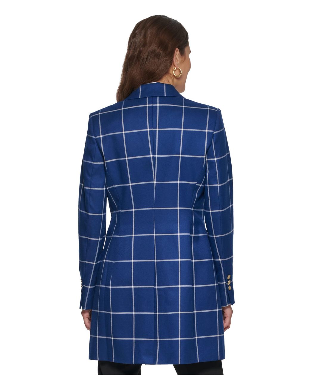 DKNY One button down Windowpane Blazer in Blue Lyst