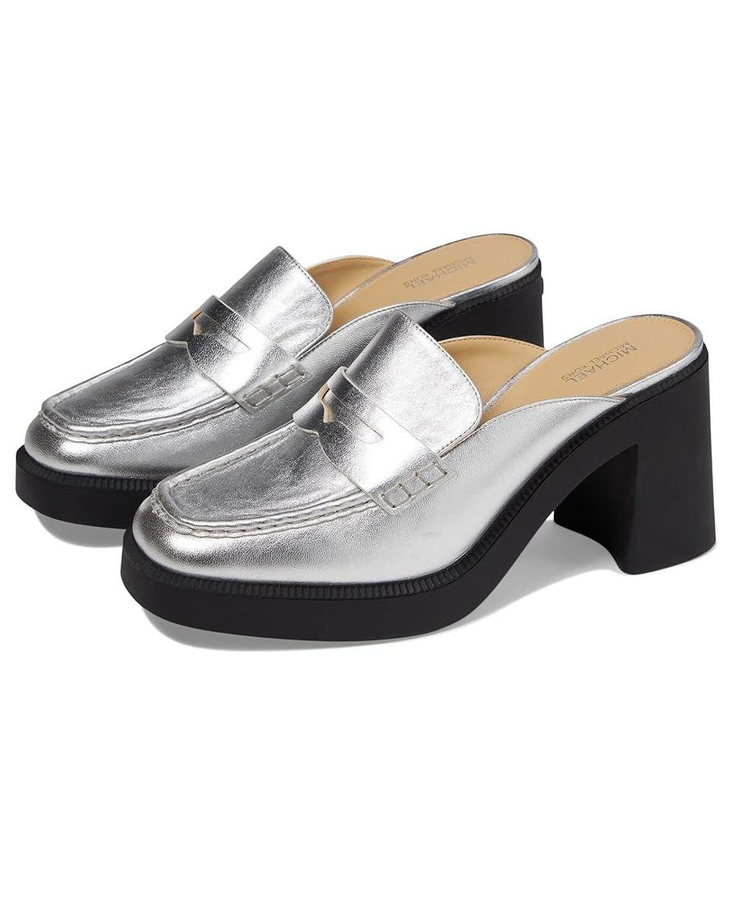 MICHAEL Michael Kors Eden Platform Mule High Heels in Gray Lyst