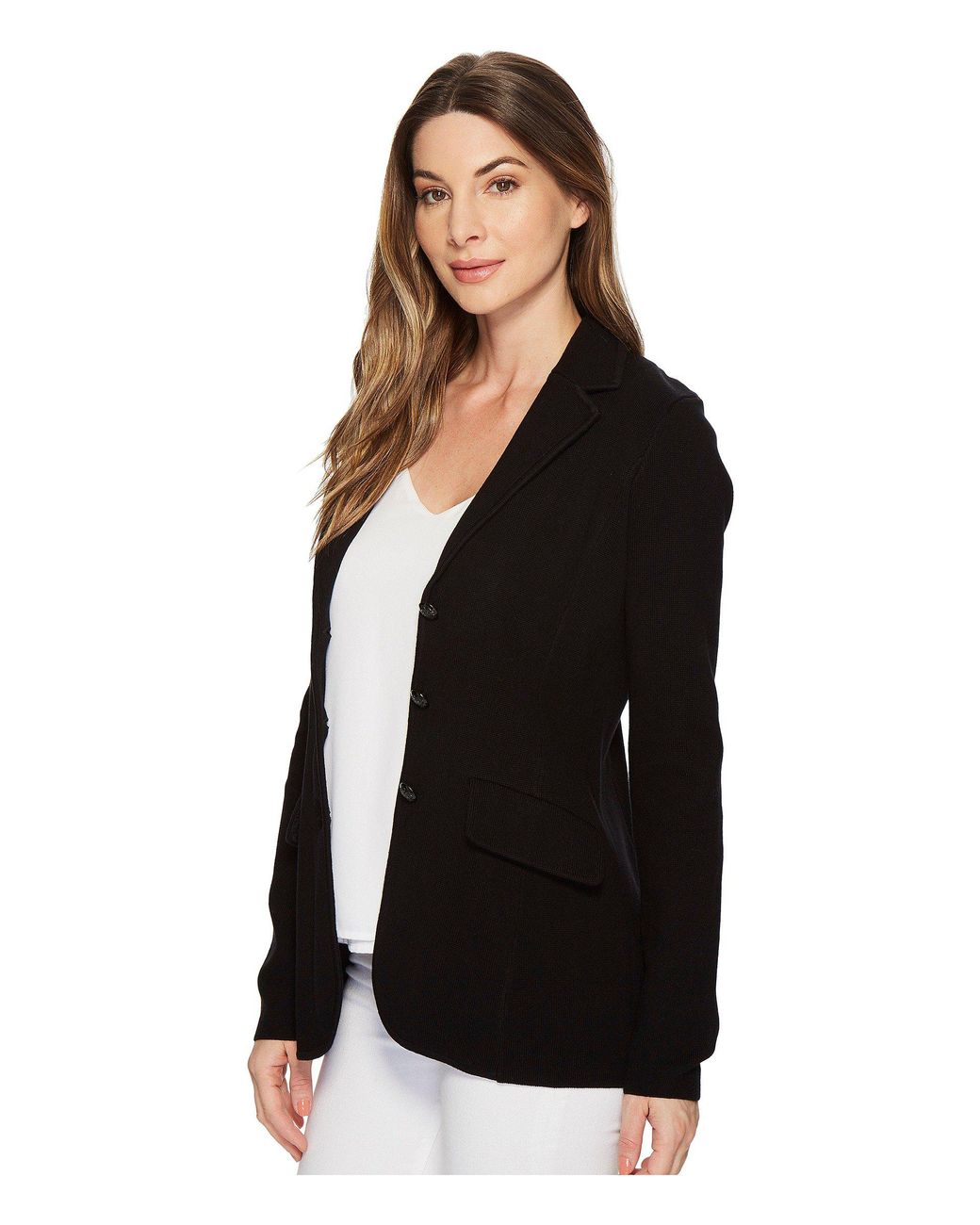 Lauren by Ralph Lauren Knit Sweater Blazer in Black | Lyst