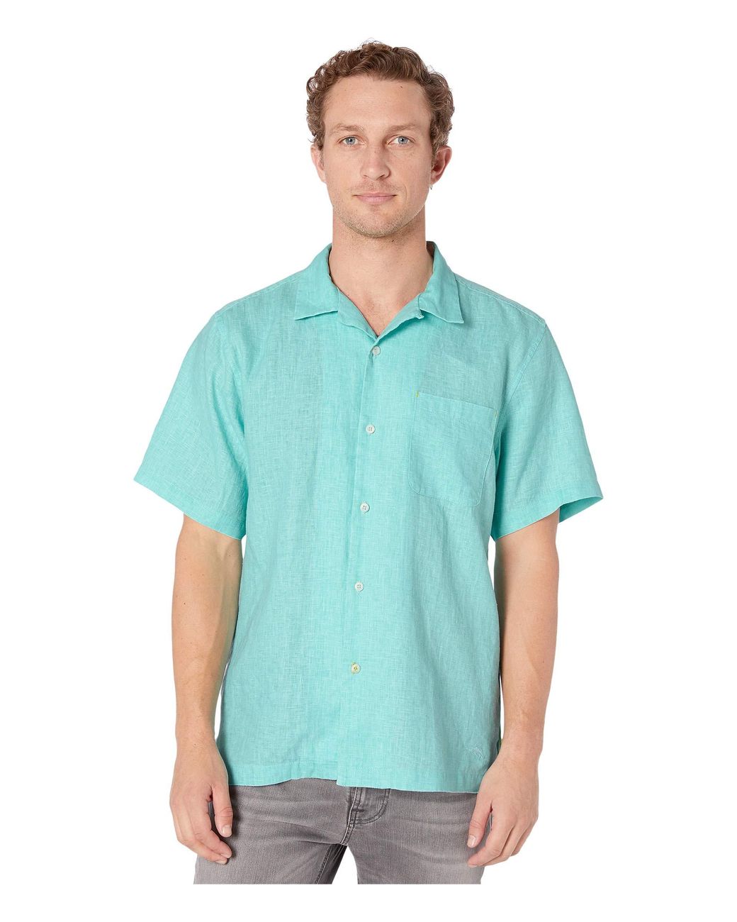 Tommy Bahama Linen Sea Glass Camp Shirt Clothing in Blue for Men - Lyst