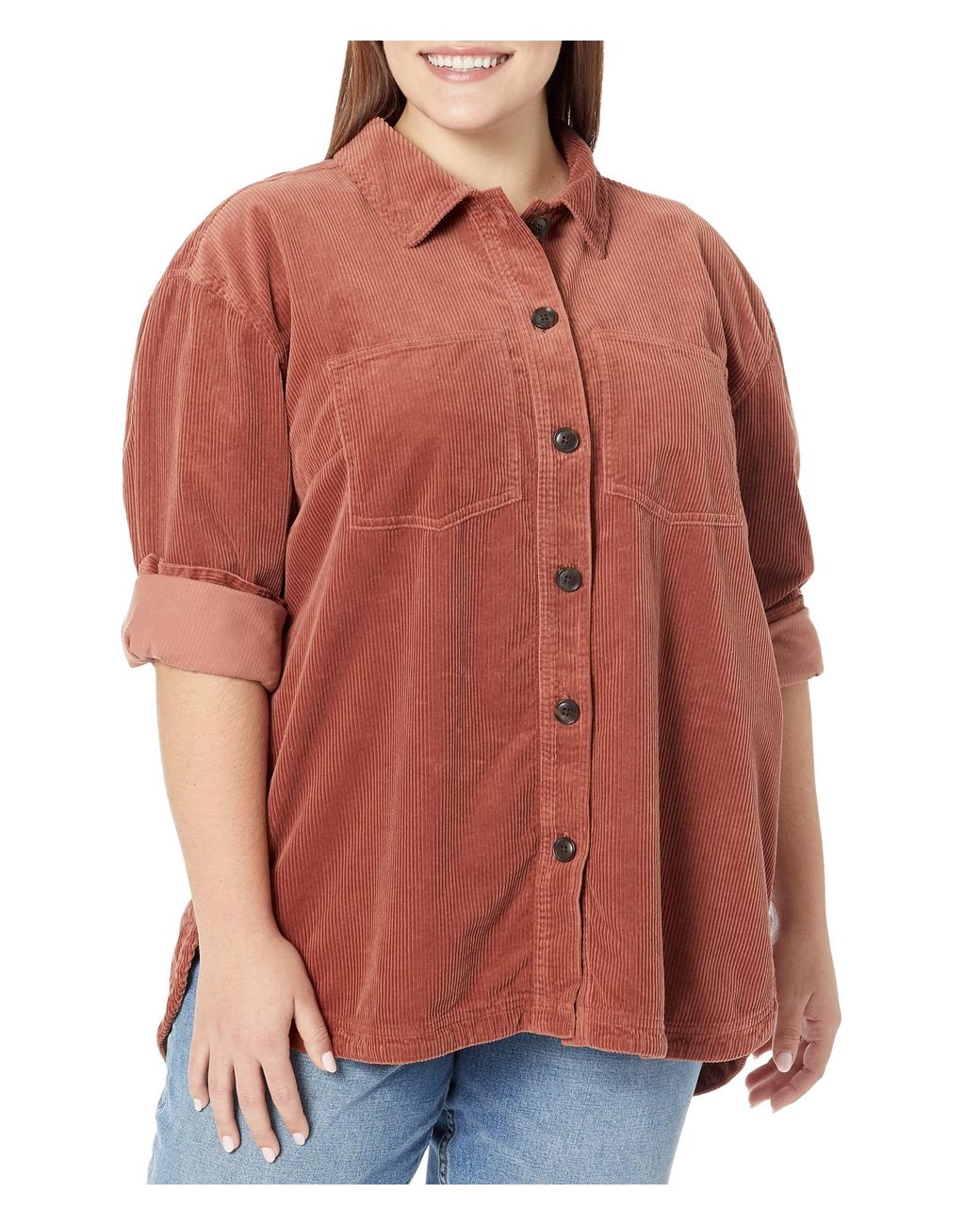 Madewell Plus Corduroy Kentwood Oversized Shirt-jacket in Red 