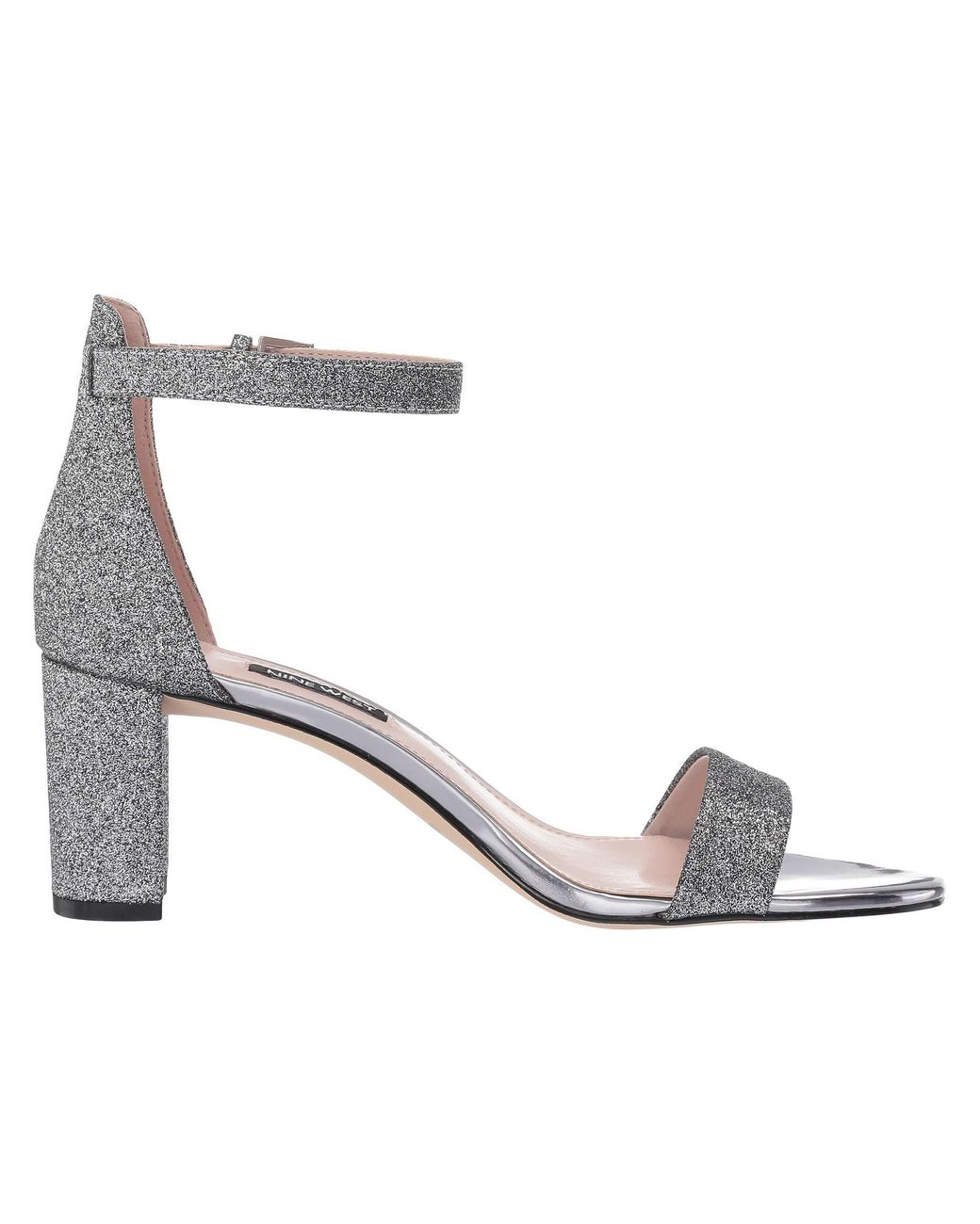 Nine West Pruce Block Heeled Sandal pewter Shoes Lyst