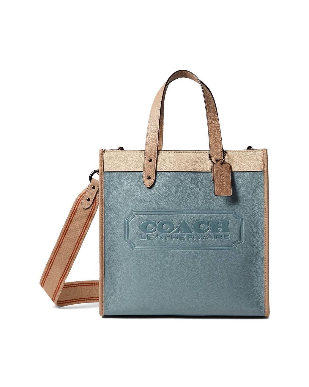 COACH Leather Color-block With Badge Field Tote in Green | Lyst