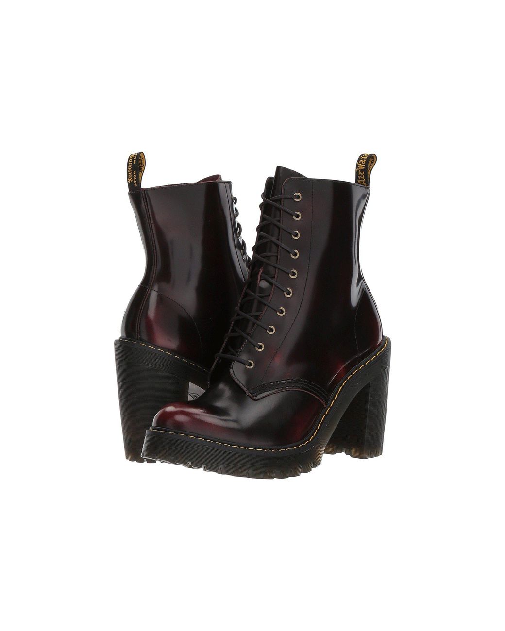 Dr. Martens Leather Kendra 10-eye Boot (cherry Red/arcadia) Women's Boots  in Black | Lyst