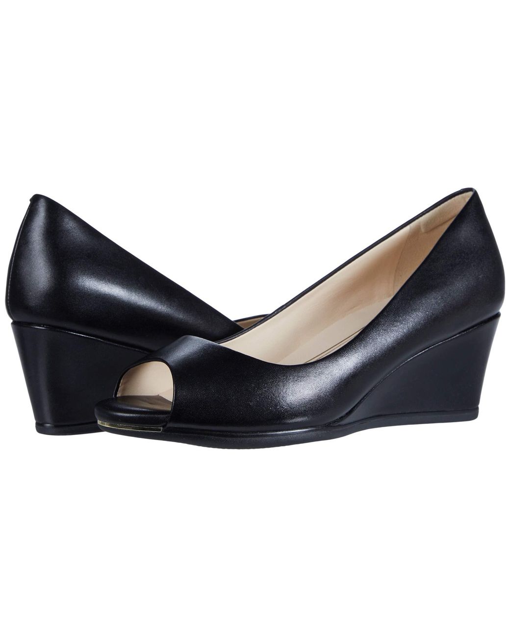 Cole Haan Grand Ambition Open Toe Wedge in Black | Lyst