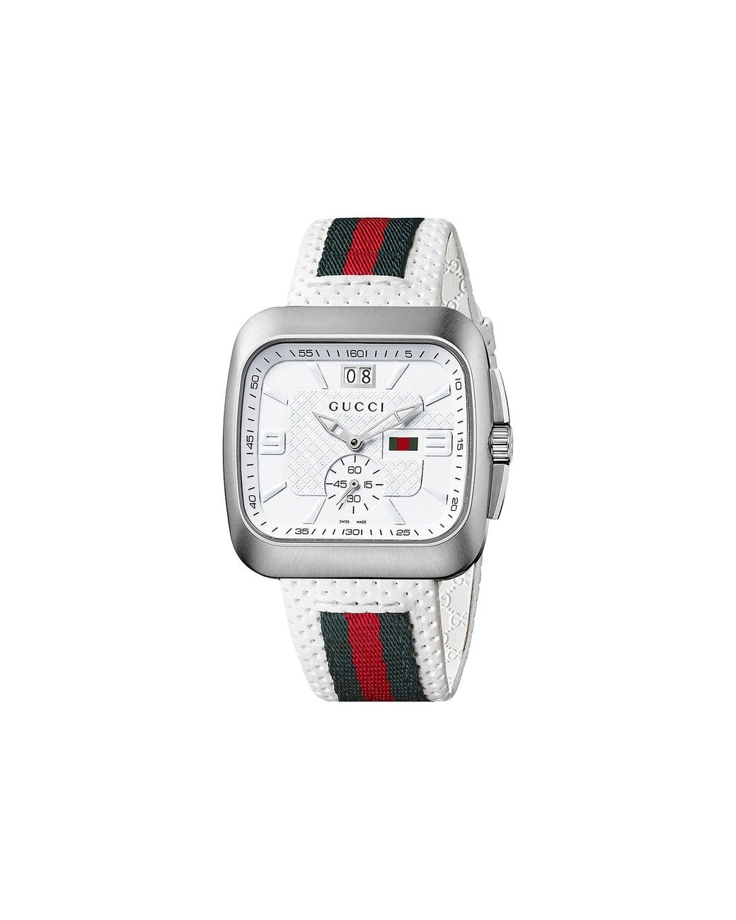 Gucci Coupe 40mm Perforated Leather Strap Watch-ya131303 in White | Lyst