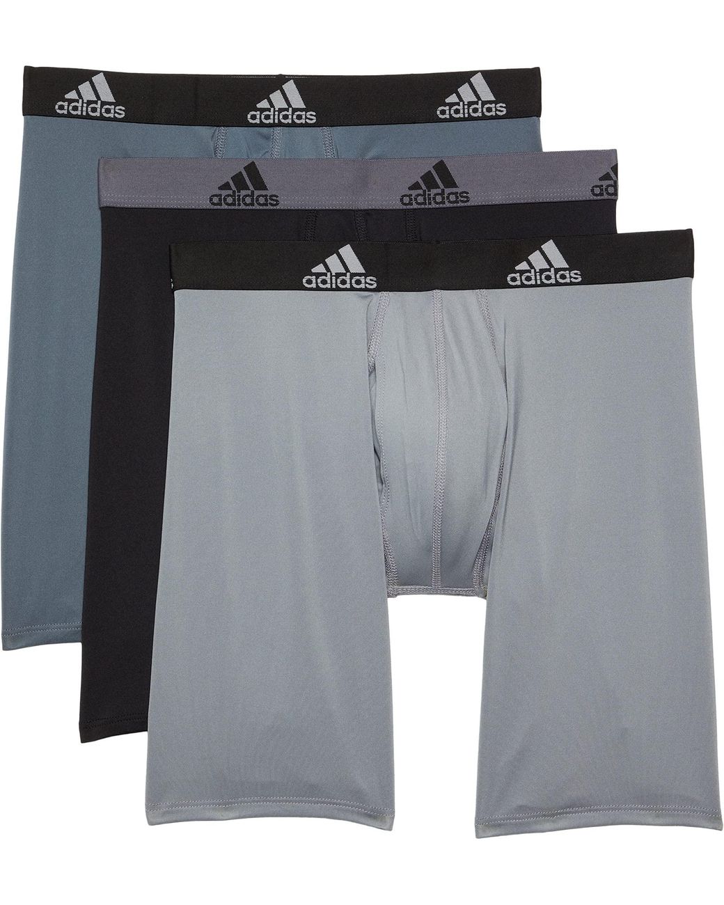adidas Synthetic Performance Long Boxer Brief Underwear 3-pack for Men ...