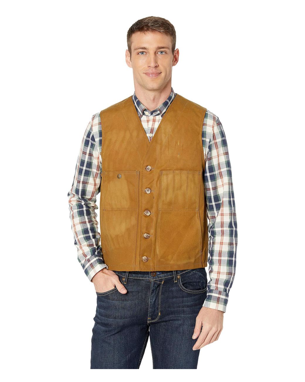 Filson Oil Tin Cloth Vest (tan) Men's Vest in Brown for Men | Lyst