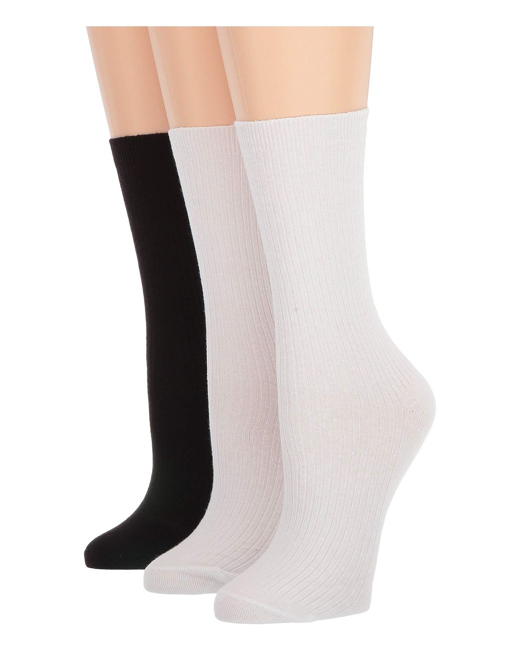 Hue Cotton Relaxed Top Socks 3pair Pack in White Lyst
