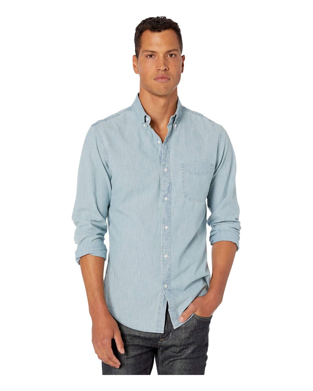 J.Crew Slim Stretch Organic Cotton Chambray Shirt In Light Wash in Blue ...