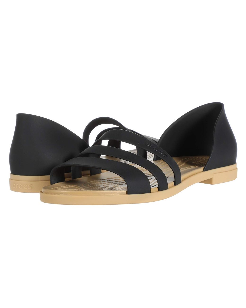 Crocsâ¢ Tulum Open Flat in Black - Lyst