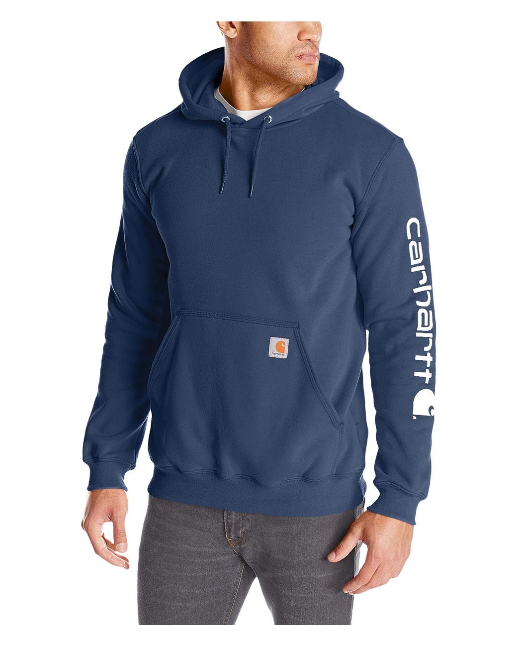 Carhartt Fleece Midweight Signature Sleeve Logo Hooded Sweatshirt in ...
