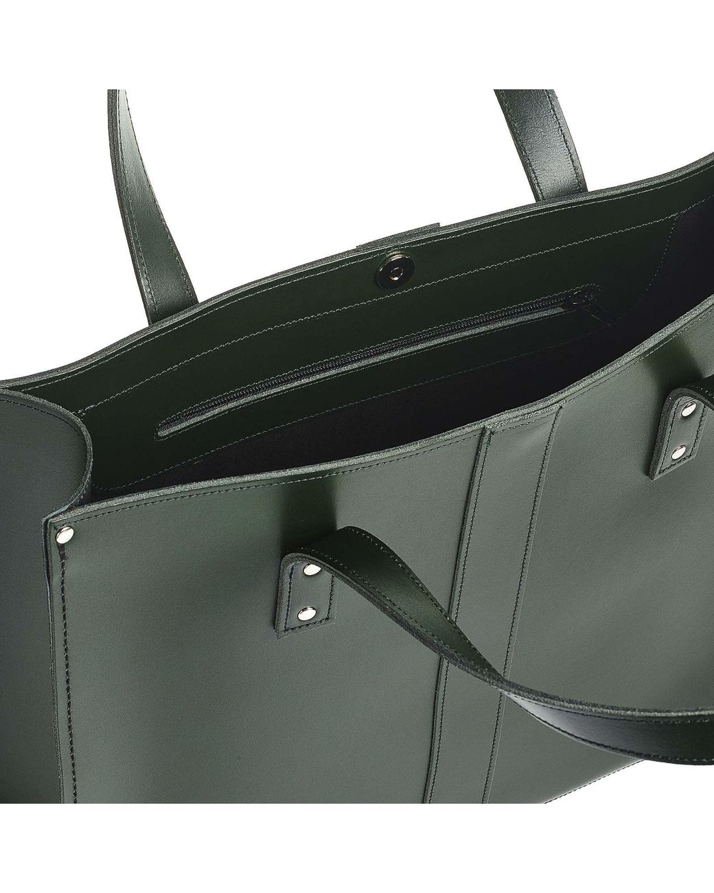 Zatchels Green Handmade Leather Shopper