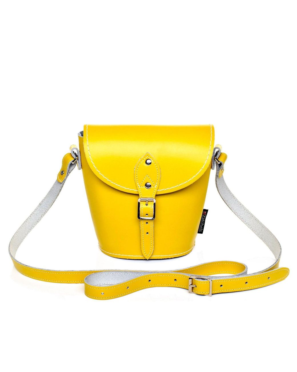 Zatchels Yellow Handmade Leather Barrel Bag