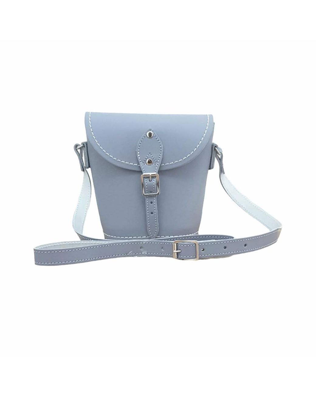 Zatchels Blue Handmade Leather Barrel Bag