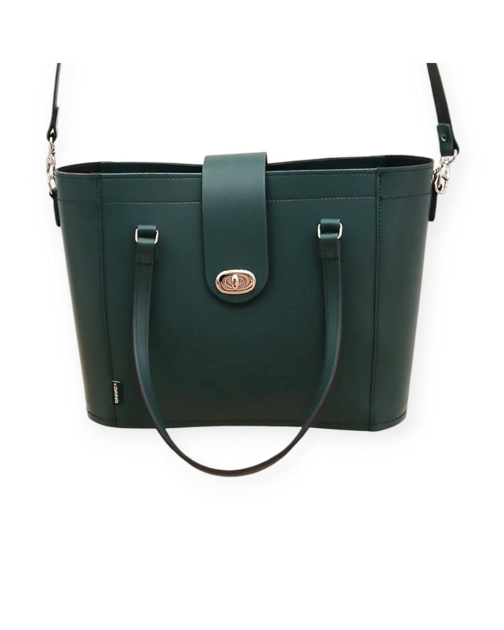 Zatchels Green Leather Mini Twist Lock Shopper Bag