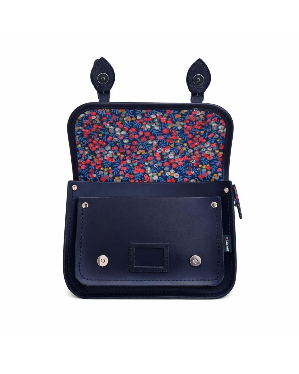 Zatchels Blue Floral Lined Leather Midi Satchel