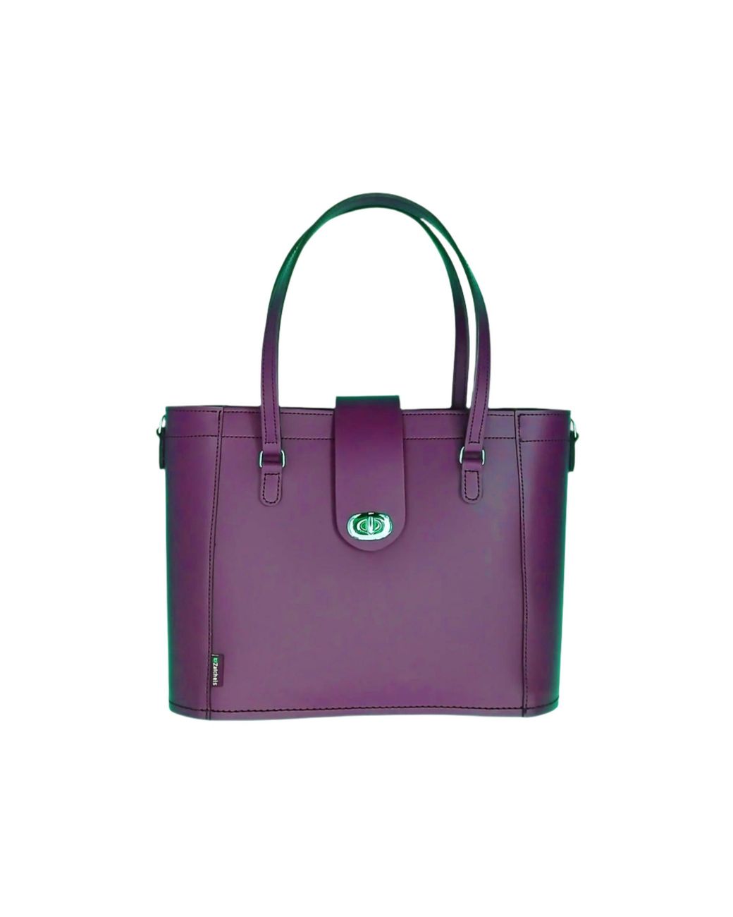 Zatchels Purple Leather Mini Twist Lock Shopper Bag