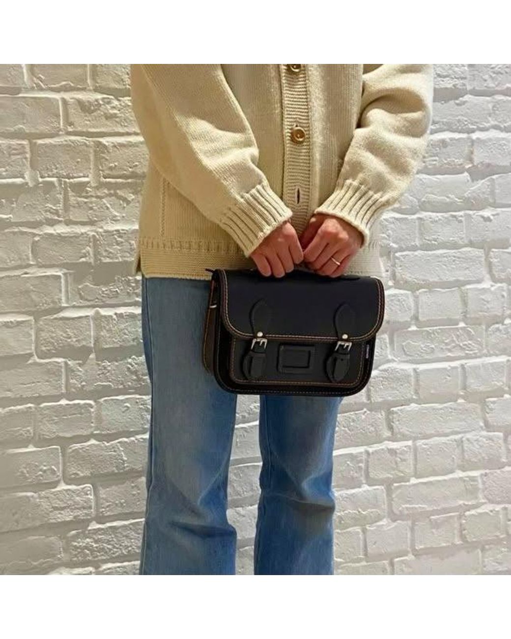Zatchels Blue Leather Midi Satchel