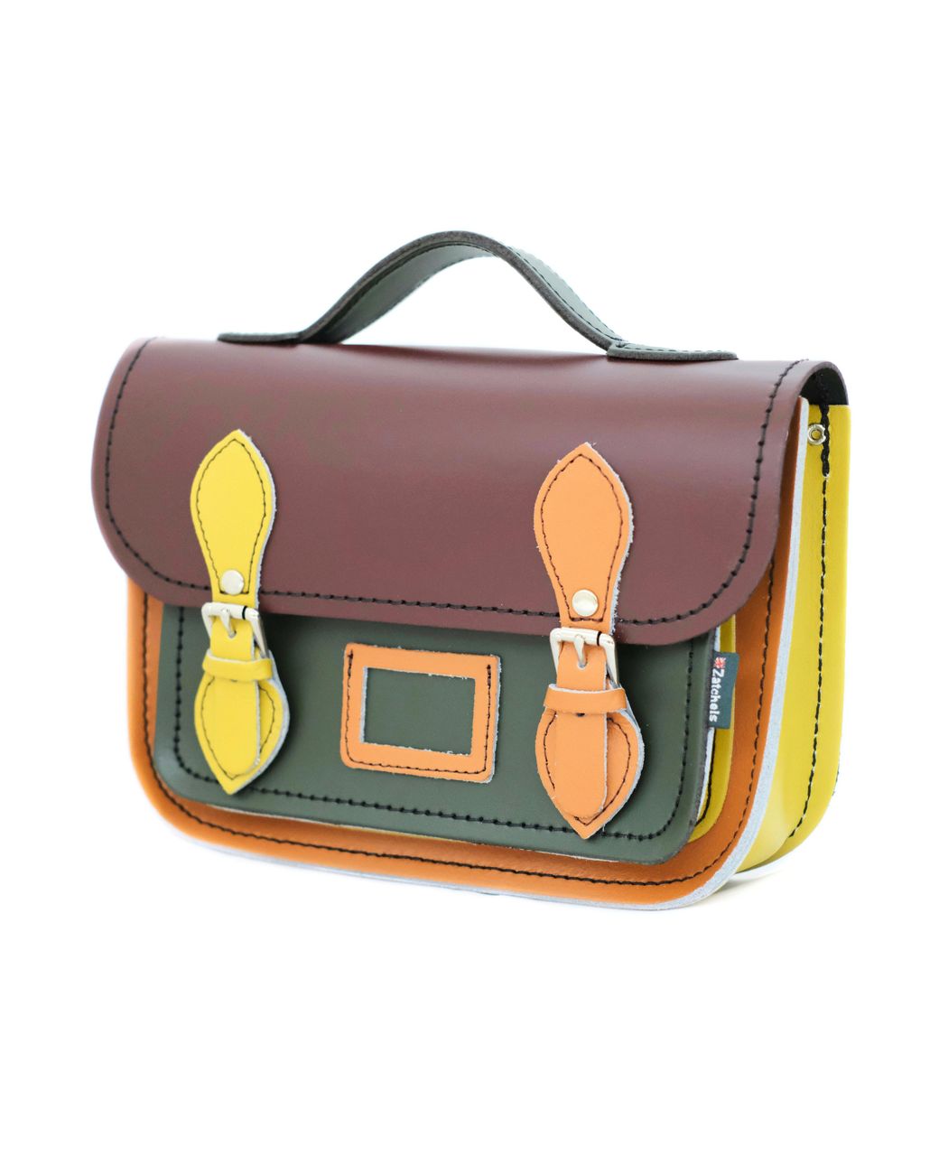 Zatchels Black Leather Midi Crossbody Satchel