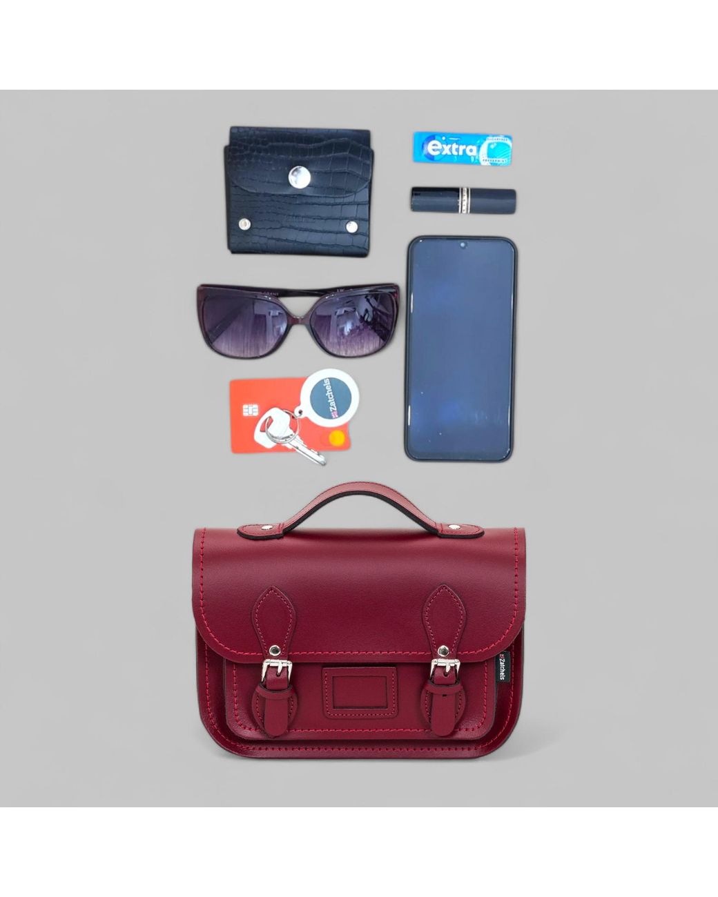 Zatchels Blue Leather Midi Satchel
