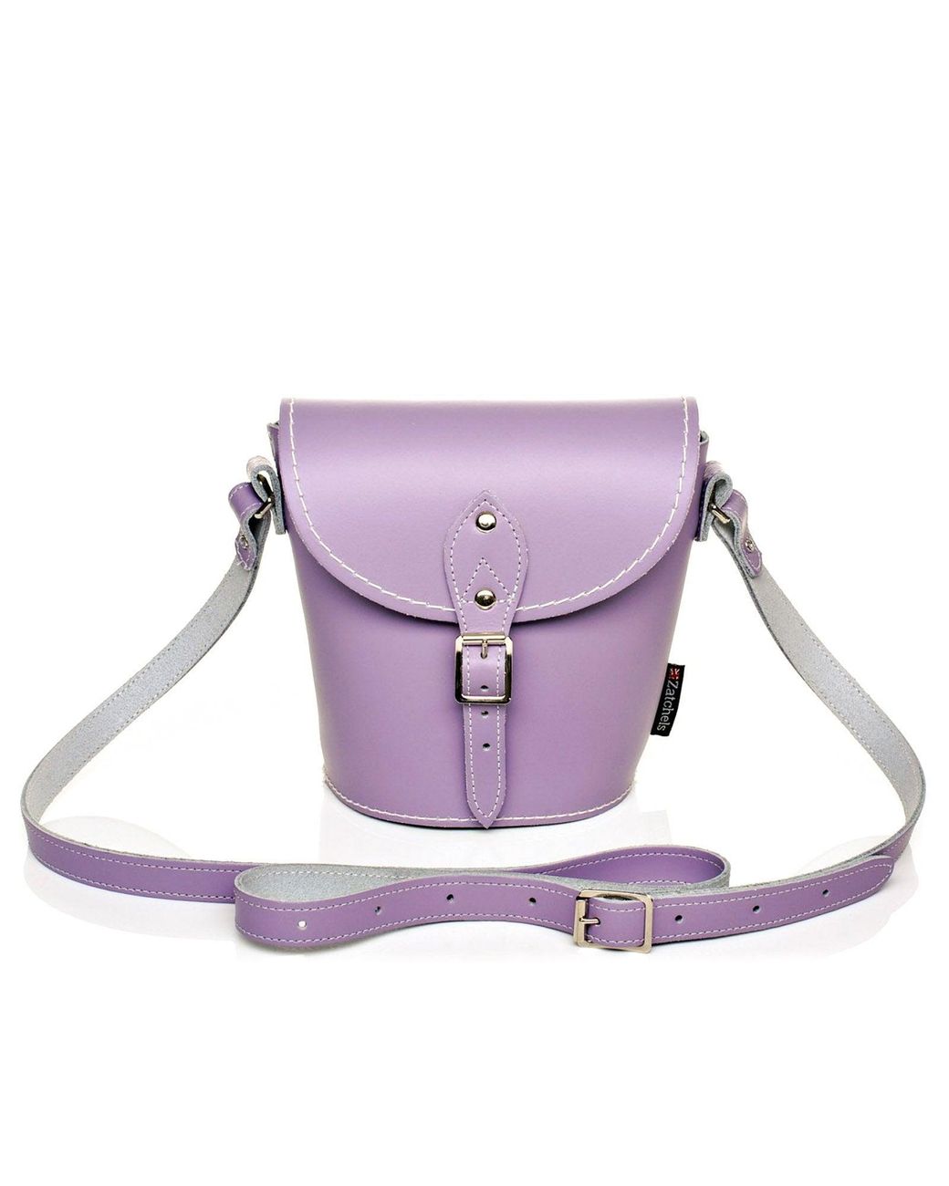 Zatchels Purple Handmade Leather Barrel Bag