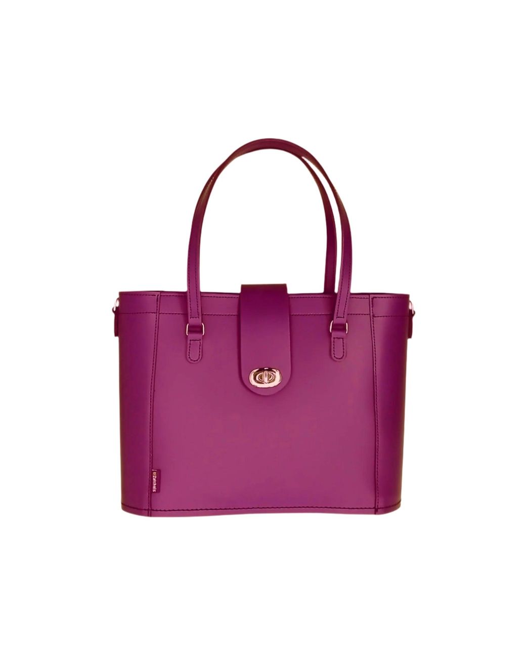 Zatchels Purple Leather Mini Twist Lock Shopper Bag