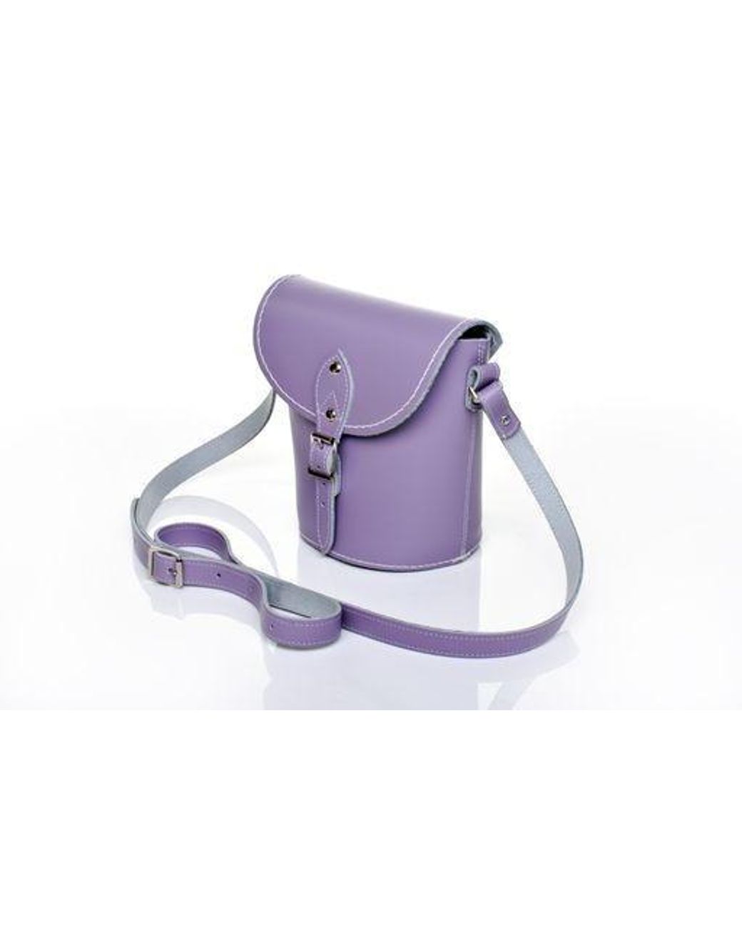 Zatchels Purple Handmade Leather Barrel Bag