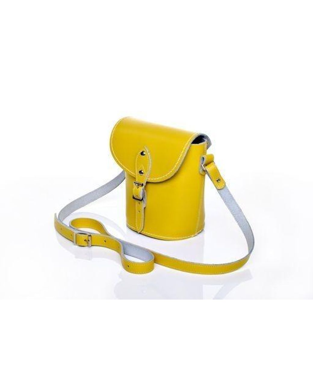 Zatchels Yellow Handmade Leather Barrel Bag