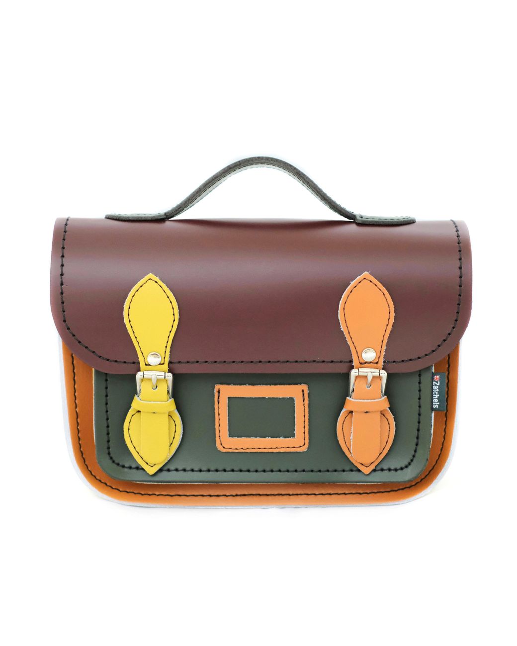 Zatchels Black Leather Midi Crossbody Satchel