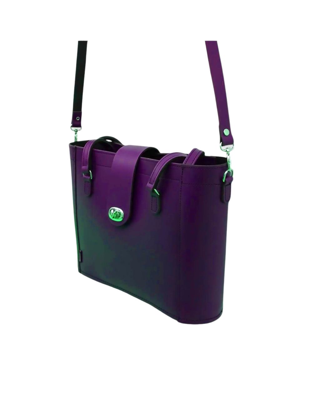 Zatchels Purple Leather Mini Twist Lock Shopper Bag