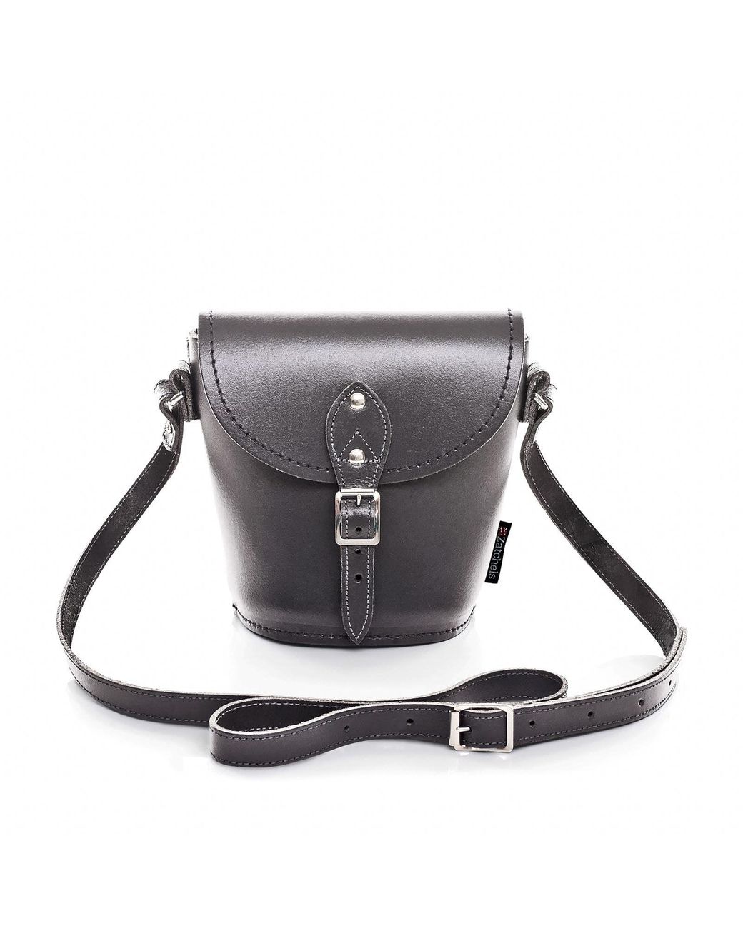 Zatchels Gray Handmade Leather Barrel Bag