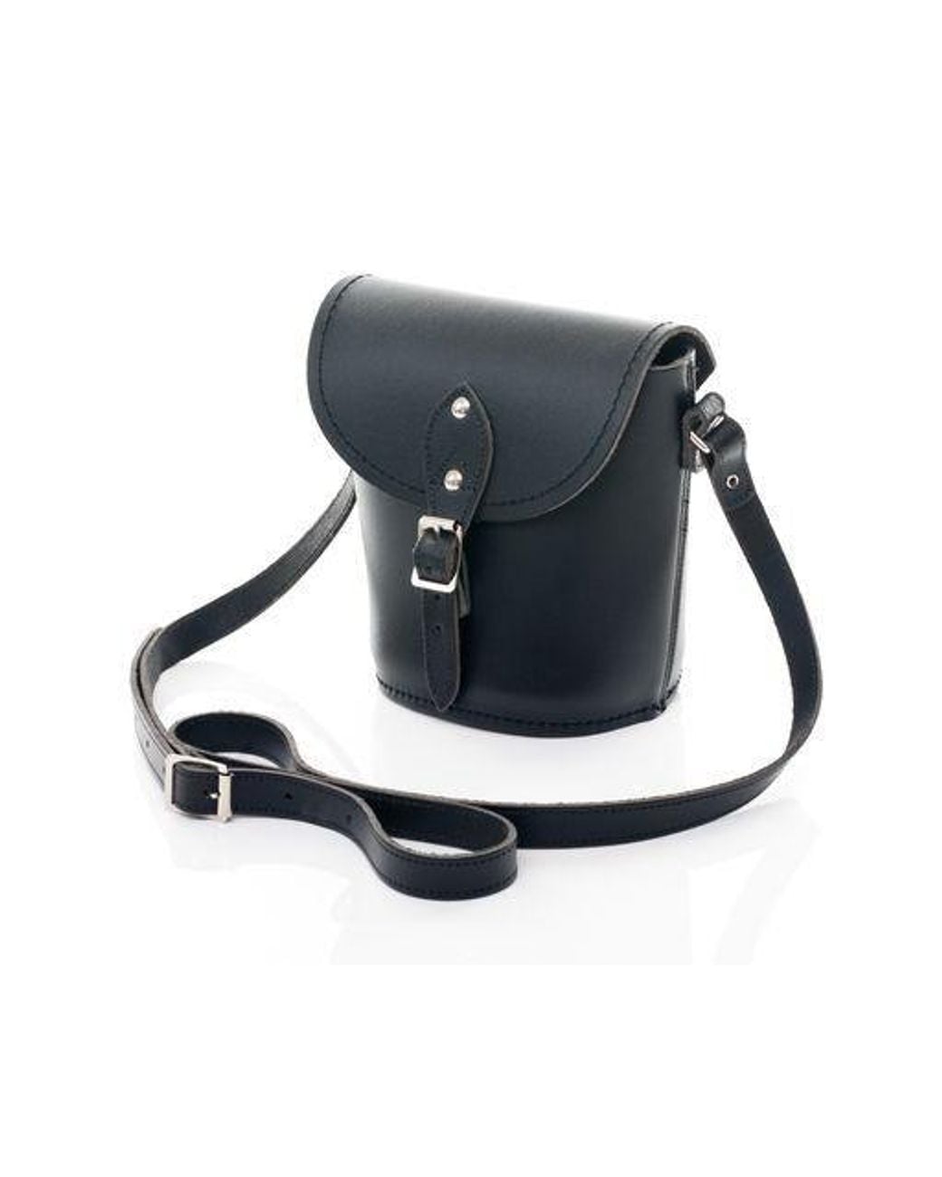 Zatchels Black Handmade Leather Barrel Bag