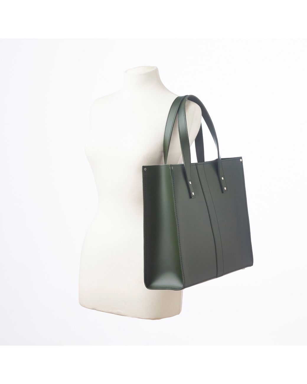 Zatchels Green Handmade Leather Shopper