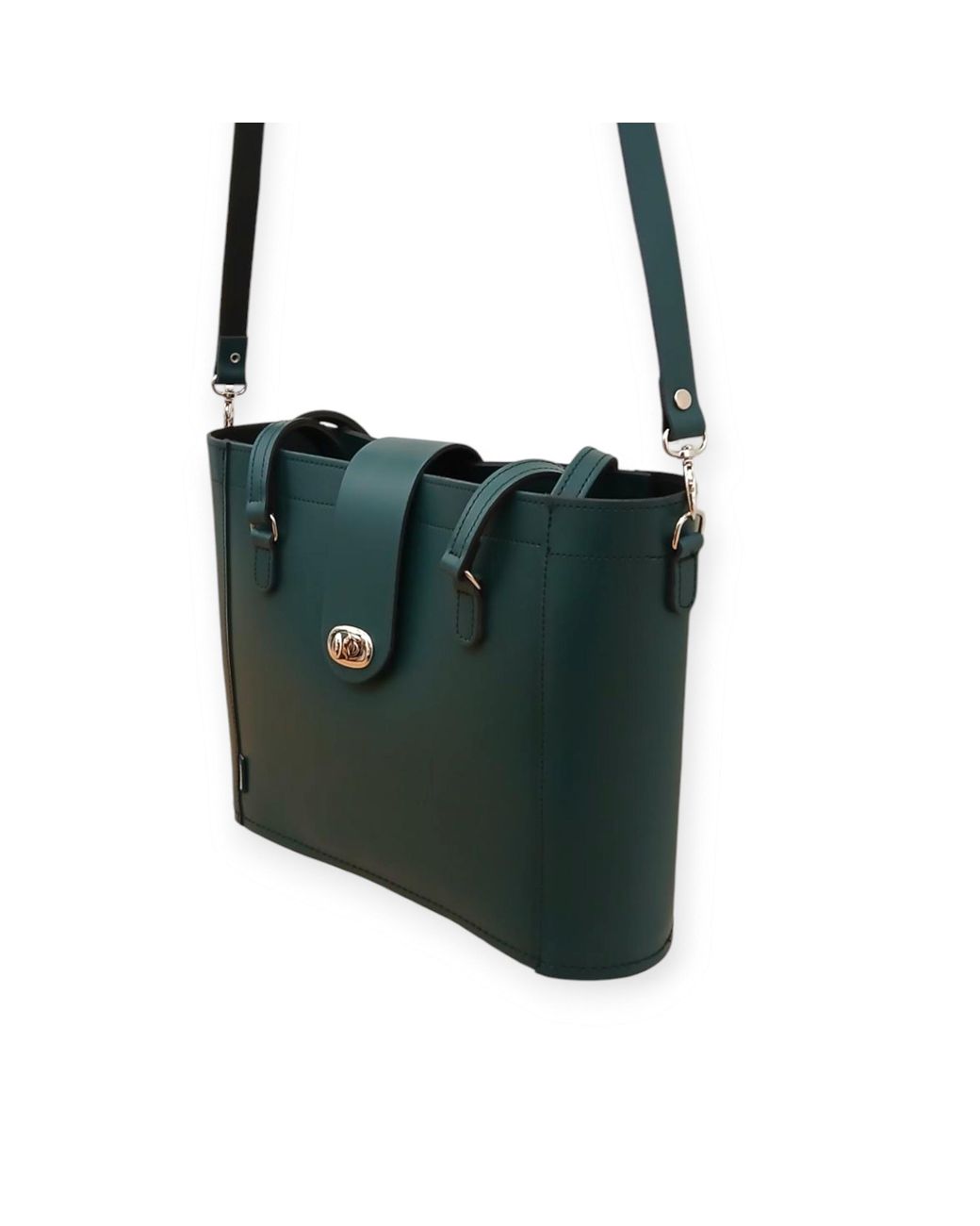 Zatchels Green Leather Mini Twist Lock Shopper Bag