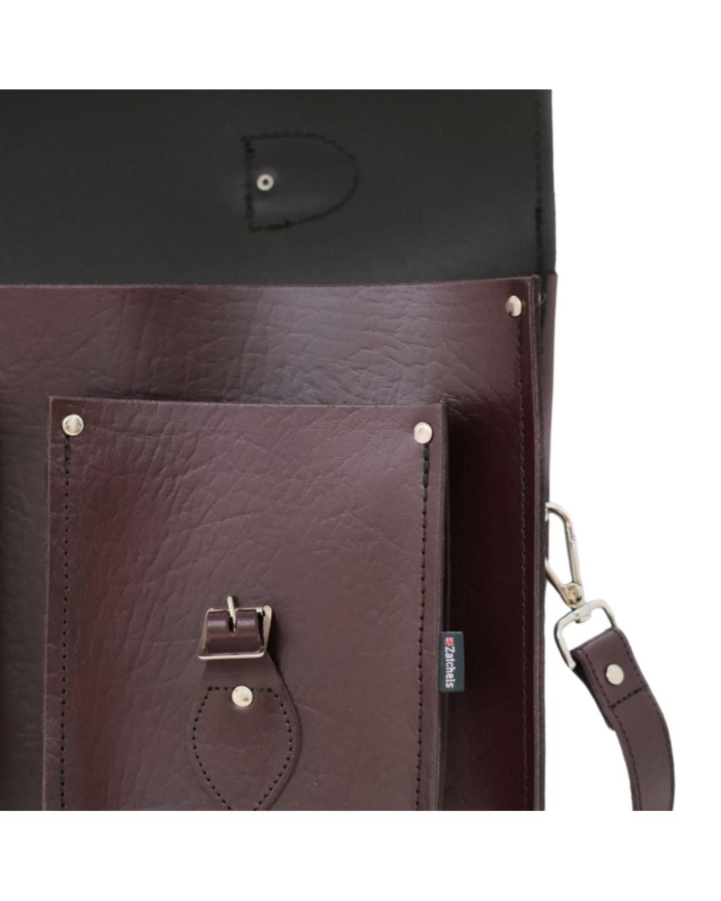 Zatchels Brown Twin Pocket Executive Handmade Leather Satchel