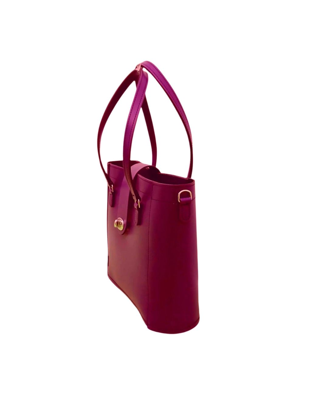 Zatchels Purple Leather Mini Twist Lock Shopper Bag