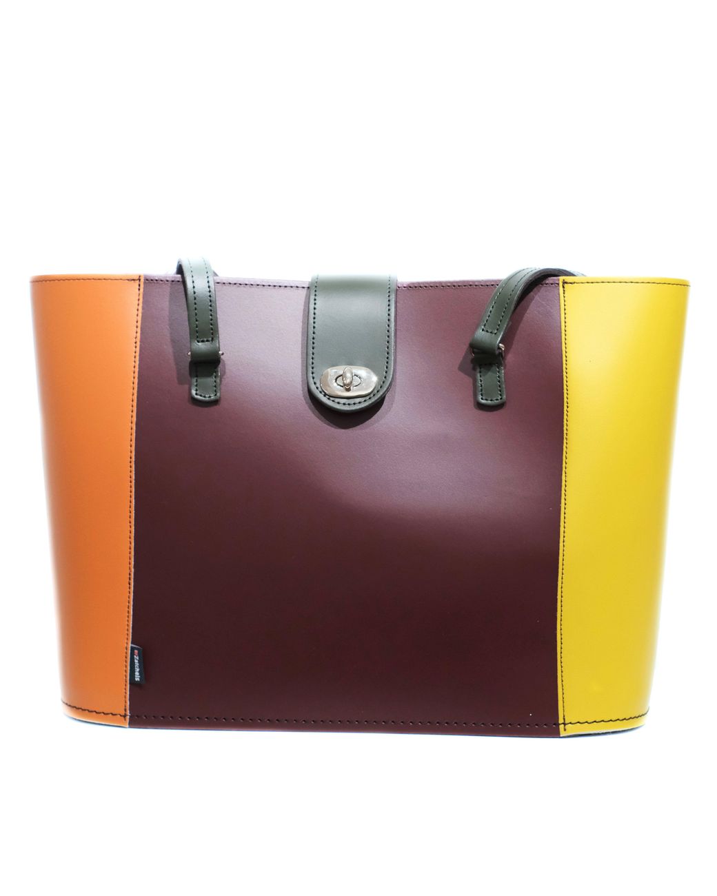 Zatchels Purple Handmade Leather Twist Lock Shopper